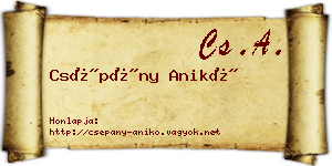 Csépány Anikó névjegykártya